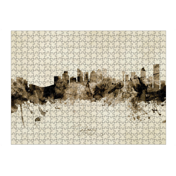 Puzzle Ravensburger "Calgary Canada Skyline Sepia" artboxONE - Städte - Calgary,Canada,Skyline,Cityscape,Stadtbild,Watercolor,Painting