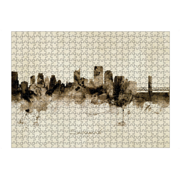 artboxONE Puzzle "Sacramento CA Skyline Sepia" artboxONE - Städte - Sacramento,California,Skyline,Cityscape,Stadtbild,Watercolor,Painting