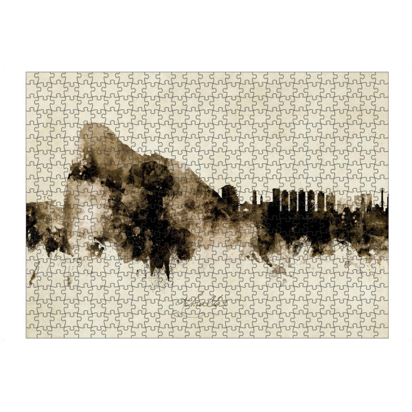 artboxONE Puzzle "Gibraltar Skyline Sepia" artboxONE - Städte - Gibraltar,Skyline,Cityscape,Stadtbild,Watercolor,Painting - Bild gibraltar