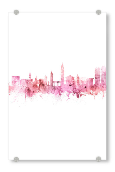 Acrylglasbild "Split Pink Pink Rose Portrait" artboxONE - Städte - Split,Croatia,Skyline,Cityscape,Stadtbild,Watercolor,Painting