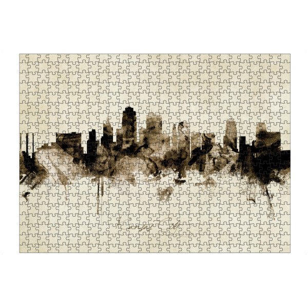 artboxONE Puzzle "Kansas City Missouri Skyline Sepia" artboxONE - Städte - Kansas city,Missouri,Skyline,Cityscape,Stadtbild,Watercolor,Painting