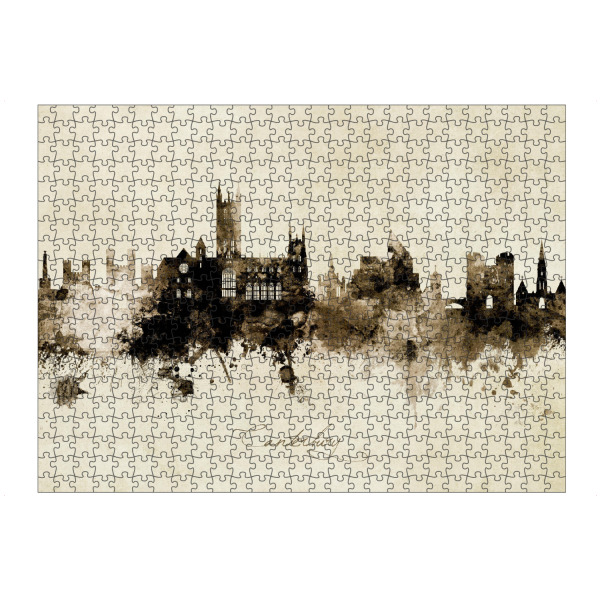 Puzzle Ravensburger "Canterbury England Skyline Sepia" artboxONE - Städte - Canterbury,England,Skyline,Cityscape,Stadtbild,Watercolor,Painting