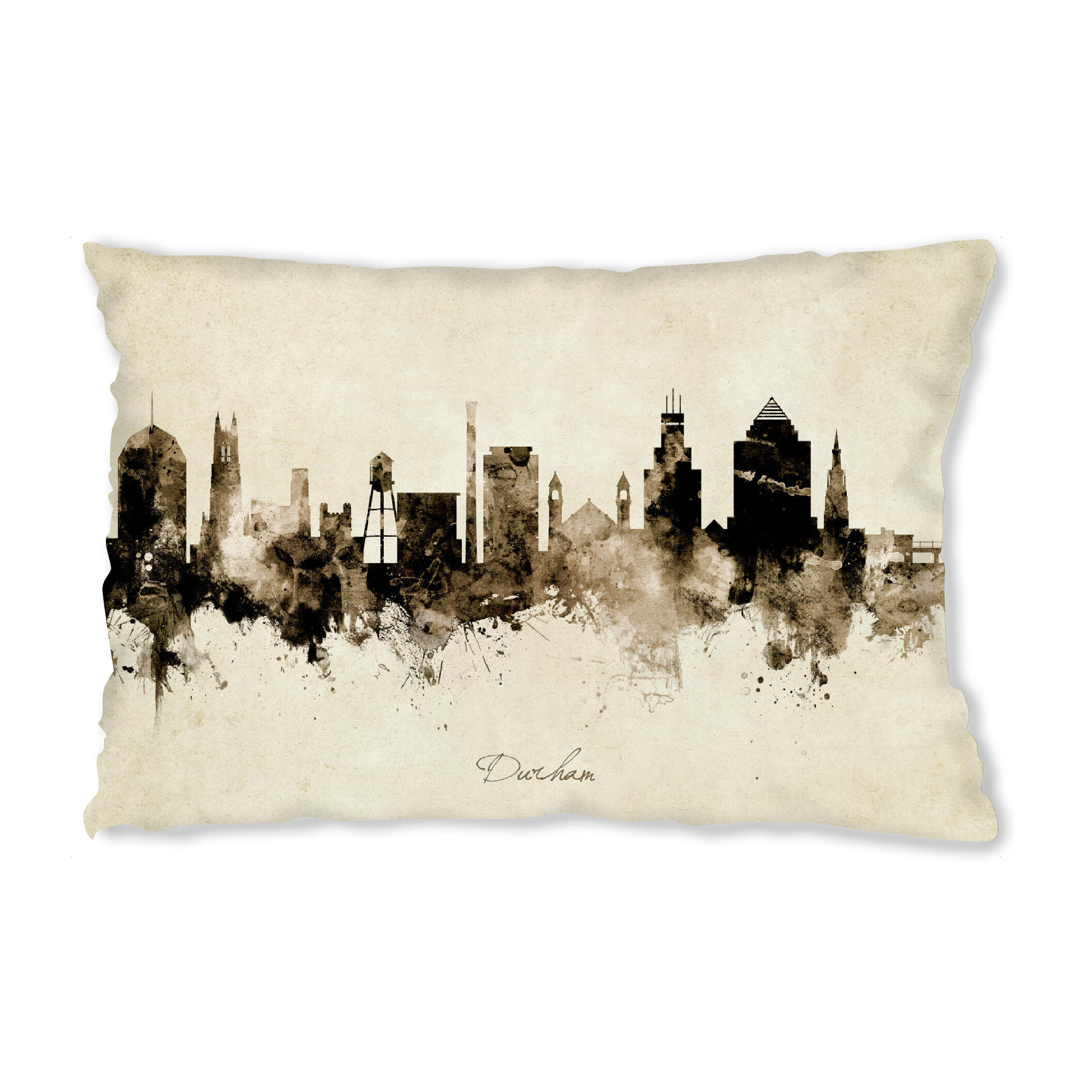 Design-Kissen "Durham NC Skyline Sepia" artboxONE - Städte - Durham,North carolina,Skyline,Cityscape,Stadtbild,Watercolor,Painting