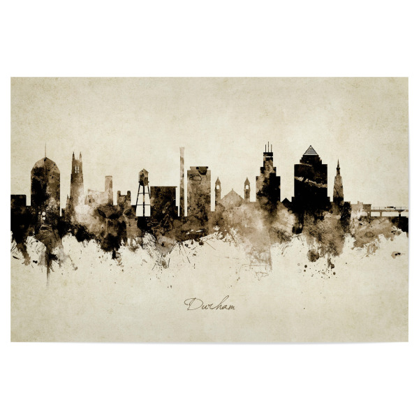 Poster 30x20 cm "Durham NC Skyline Sepia" artboxONE - Städte - Durham,North carolina,Skyline,Cityscape,Stadtbild,Watercolor,Painting
