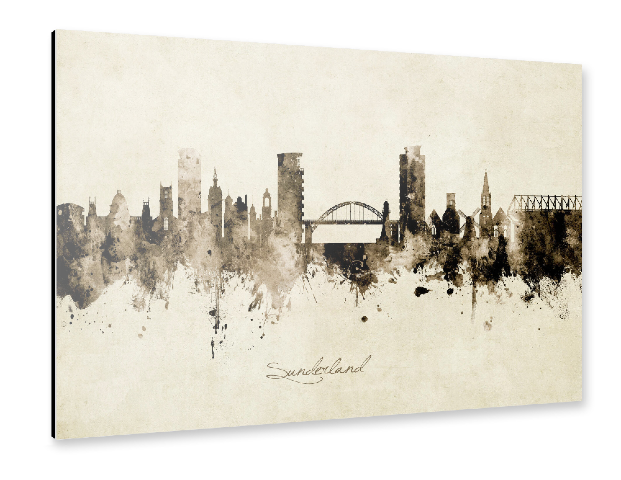Alu-Dibond "Sunderland England Skyline Sepia" 30x20 cm artboxONE