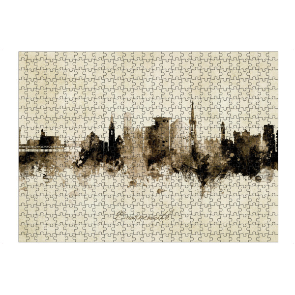 Puzzle Ravensburger "Bournemouth England Skyline Sepia" artboxONE - Städte - Bournemouth,England,Skyline,Cityscape,Stadtbild,Watercolor,Painting