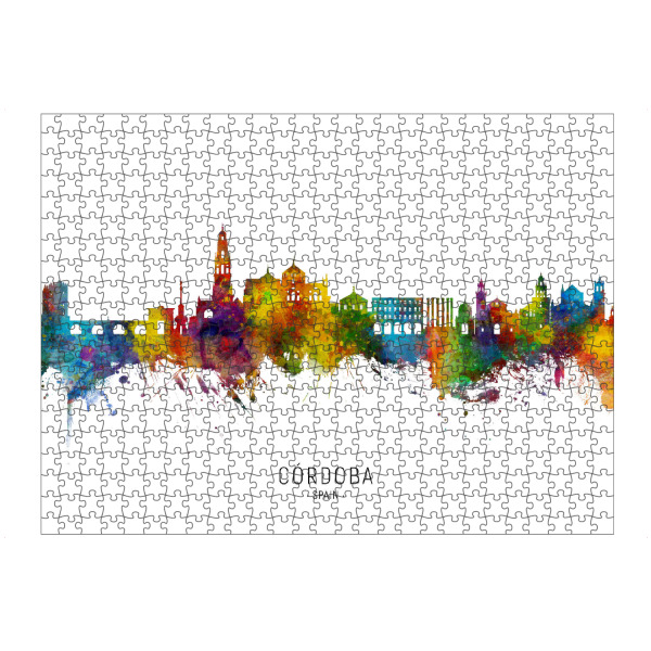 Puzzle Ravensburger "Córdoba Spain Skyline txt" artboxONE - Städte - Córdoba,Spain,Skyline,Cityscape,Stadtbild,Watercolor,Painting - Bild córdoba