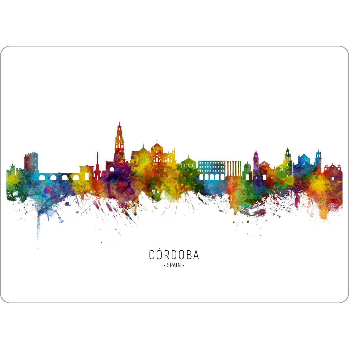 Tischset "Córdoba Spain Skyline txt" artboxONE - Städte - Córdoba,Spain,Skyline,Cityscape,Stadtbild,Watercolor,Painting - Bild córdoba