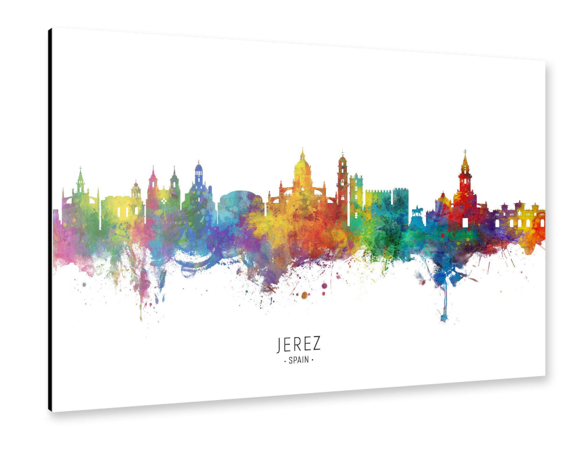 Alu-Dibond "Jerez Spain Skyline txt" 75x50 cm artboxONE