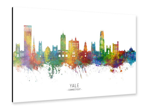Alu-Dibond "Yale Connecticut Skyline txt" 30x20 cm artboxONE