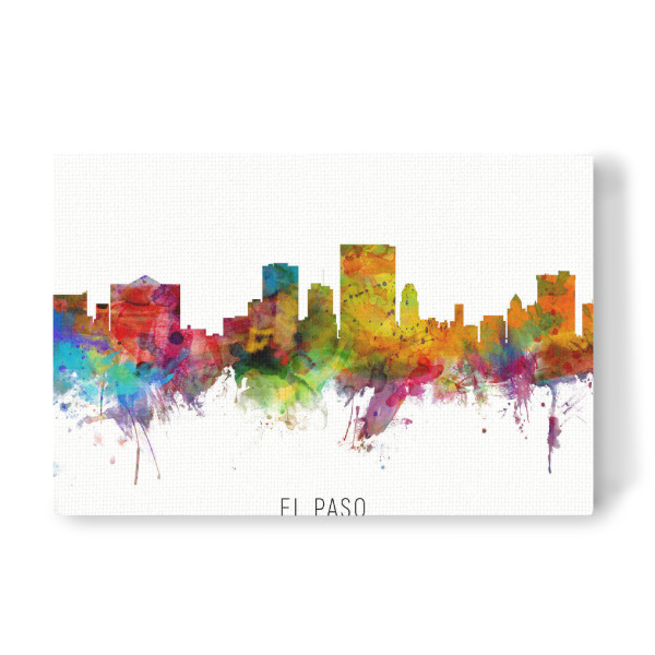 Leinwandbild "El Paso Texas Skyline txt" artboxONE - Städte - El paso,Texas,Skyline,Cityscape,Stadtbild,Watercolor,Painting