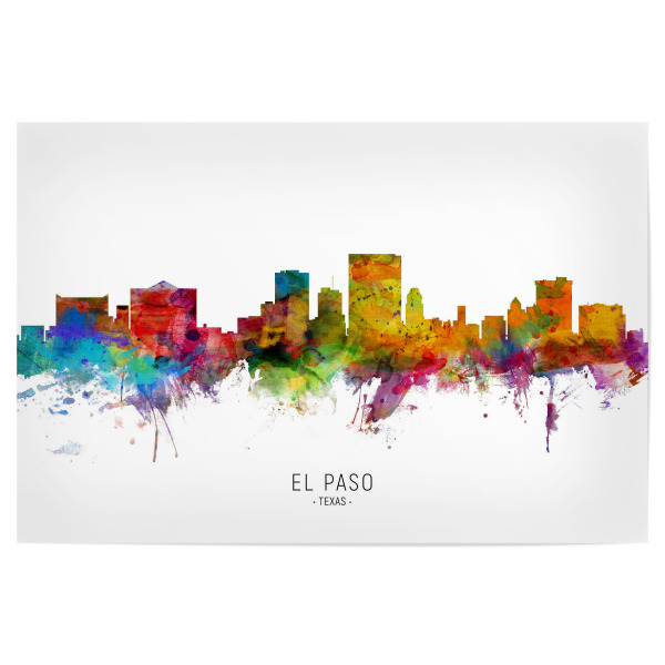 Poster 30x20 cm "El Paso Texas Skyline txt" artboxONE - Städte - El paso,Texas,Skyline,Cityscape,Stadtbild,Watercolor,Painting