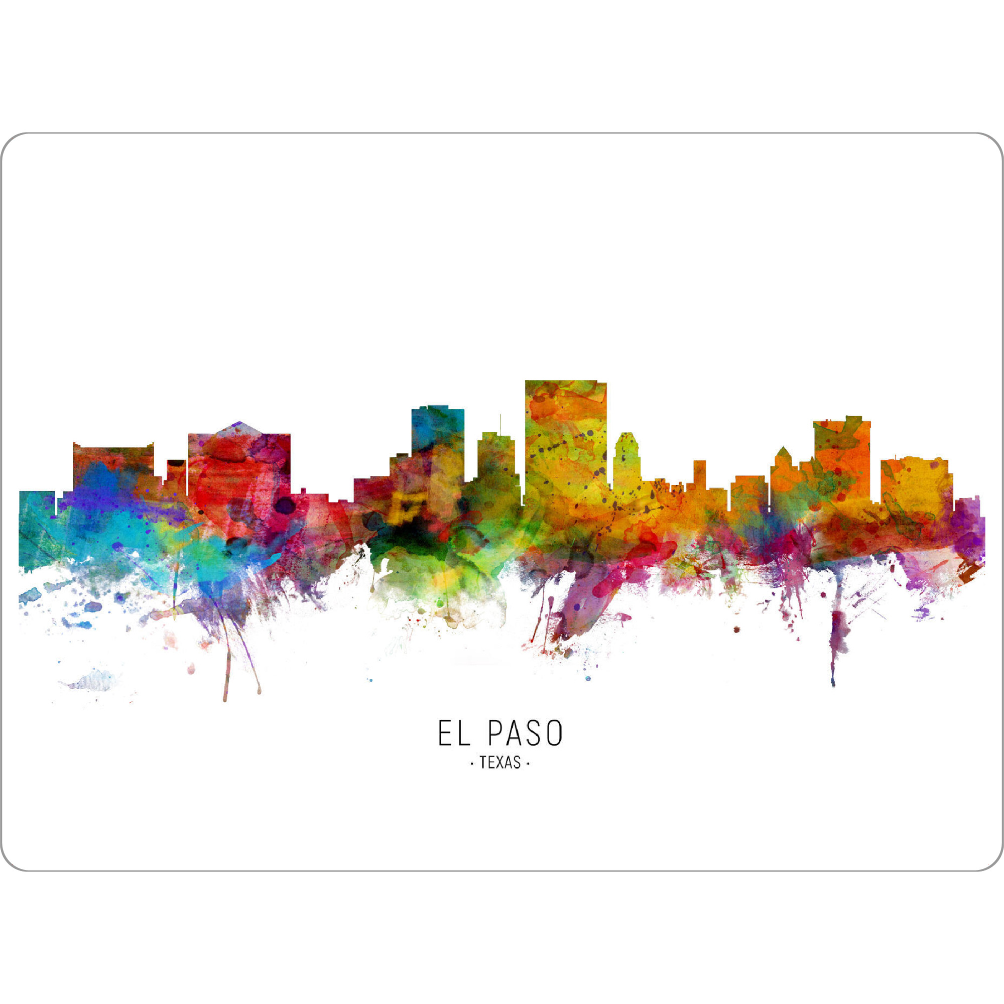 Tischset "El Paso Texas Skyline txt" artboxONE - Städte - El paso,Texas,Skyline,Cityscape,Stadtbild,Watercolor,Painting - Bild el paso