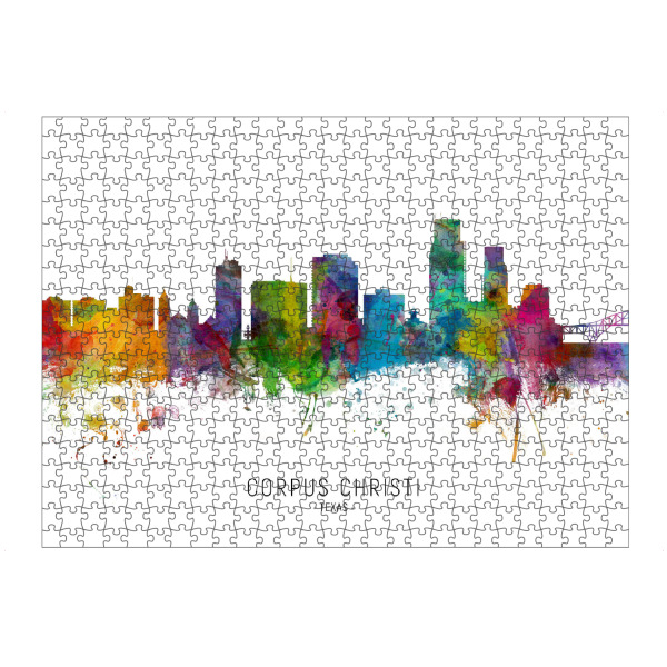 artboxONE Puzzle "Corpus Christi Texas Skyline txt" artboxONE - Städte - Corpus christi,Texas,Skyline,Cityscape,Stadtbild,Watercolor,Painting