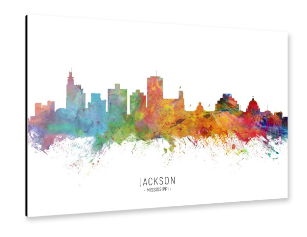 Alu-Dibond "Jackson Mississippi Skyline txt" 30x20 cm artboxONE