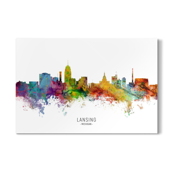 Galerie-Print "Lansing Michigan Skyline txt" 30x20 cm artboxONE