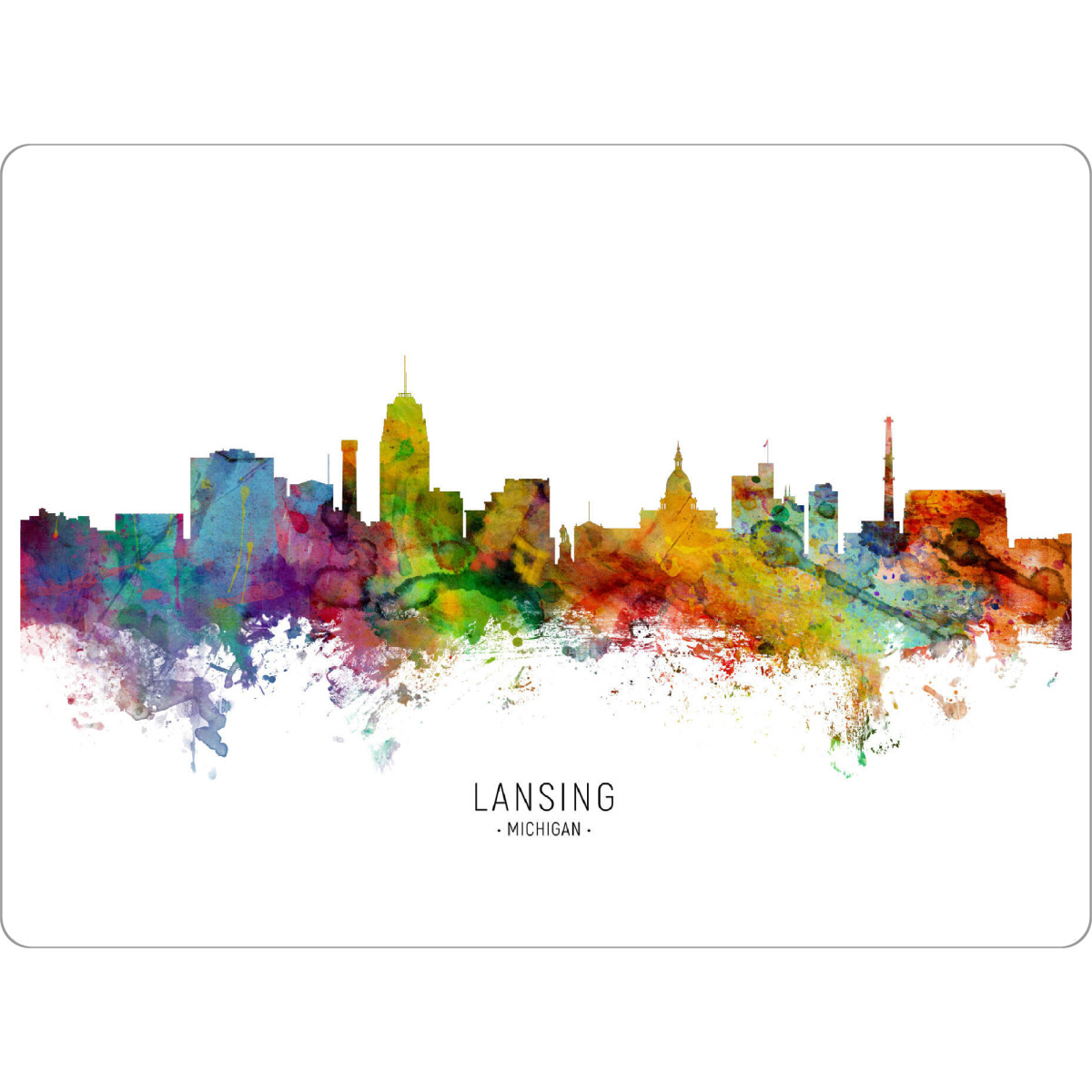 Tischset "Lansing Michigan Skyline txt" artboxONE - Städte - Lansing,Michigan,Skyline,Cityscape,Stadtbild,Watercolor,Painting - Bild lansing