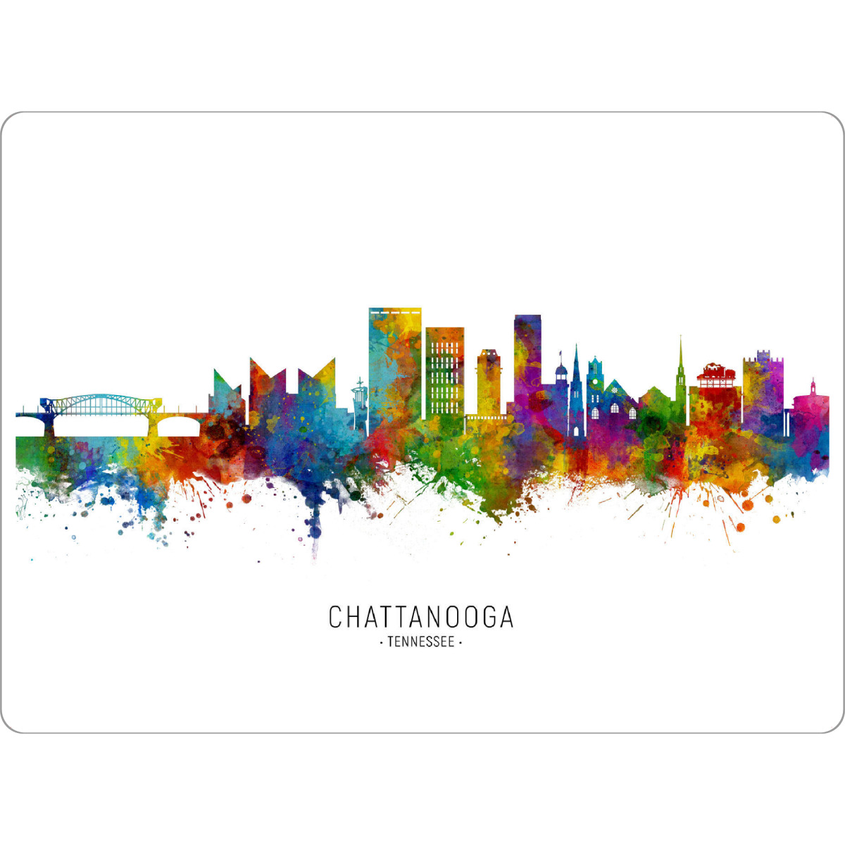 Tischset "Chattanooga Tennessee Skyline txt" artboxONE - Städte - Chattanooga,Tennessee,Skyline,Cityscape,Stadtbild,Watercolor,Painting
