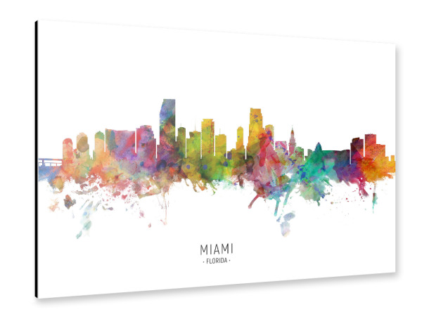 Alu-Dibond "Miami Florida Skyline txt" 30x20 cm artboxONE