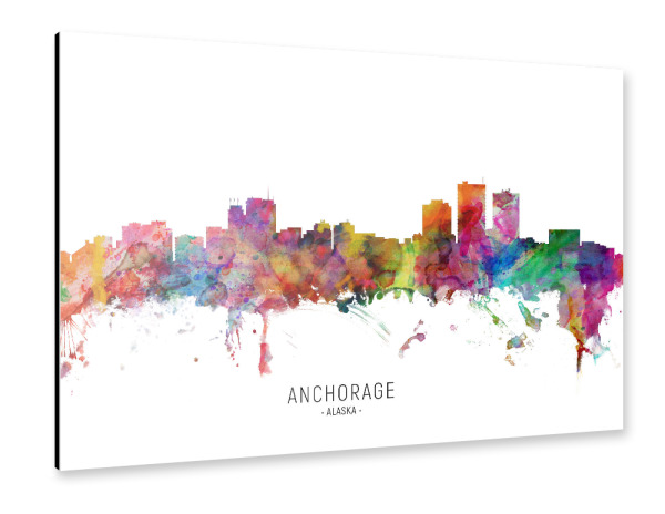Alu-Dibond "Anchorage Alaska Skyline txt" 30x20 cm artboxONE