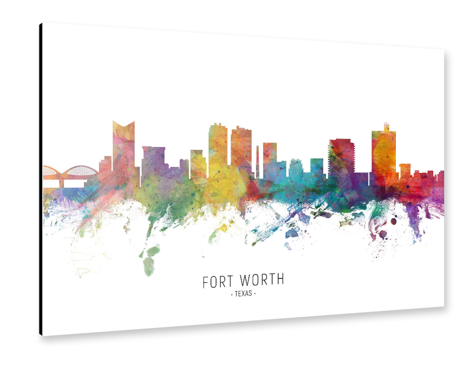 Alu-Dibond "Fort Worth Texas Skyline txt" 30x20 cm artboxONE