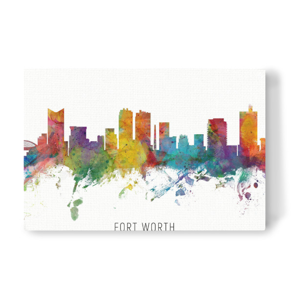 Leinwandbild "Fort Worth Texas Skyline txt" artboxONE - Städte - Fort worth,Texas,Skyline,Cityscape,Stadtbild,Watercolor,Painting