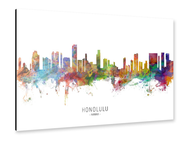 Alu-Dibond "Honolulu Hawaii Skyline txt" 30x20 cm artboxONE