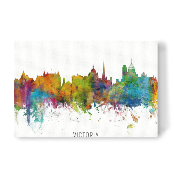 Leinwandbild "Victoria Canada Skyline txt" artboxONE - Städte - Victoria,Canada,Skyline,Cityscape,Stadtbild,Watercolor,Painting