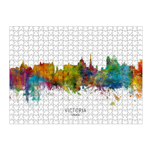 Puzzle Ravensburger "Victoria Canada Skyline txt" artboxONE - Städte - Victoria,Canada,Skyline,Cityscape,Stadtbild,Watercolor,Painting