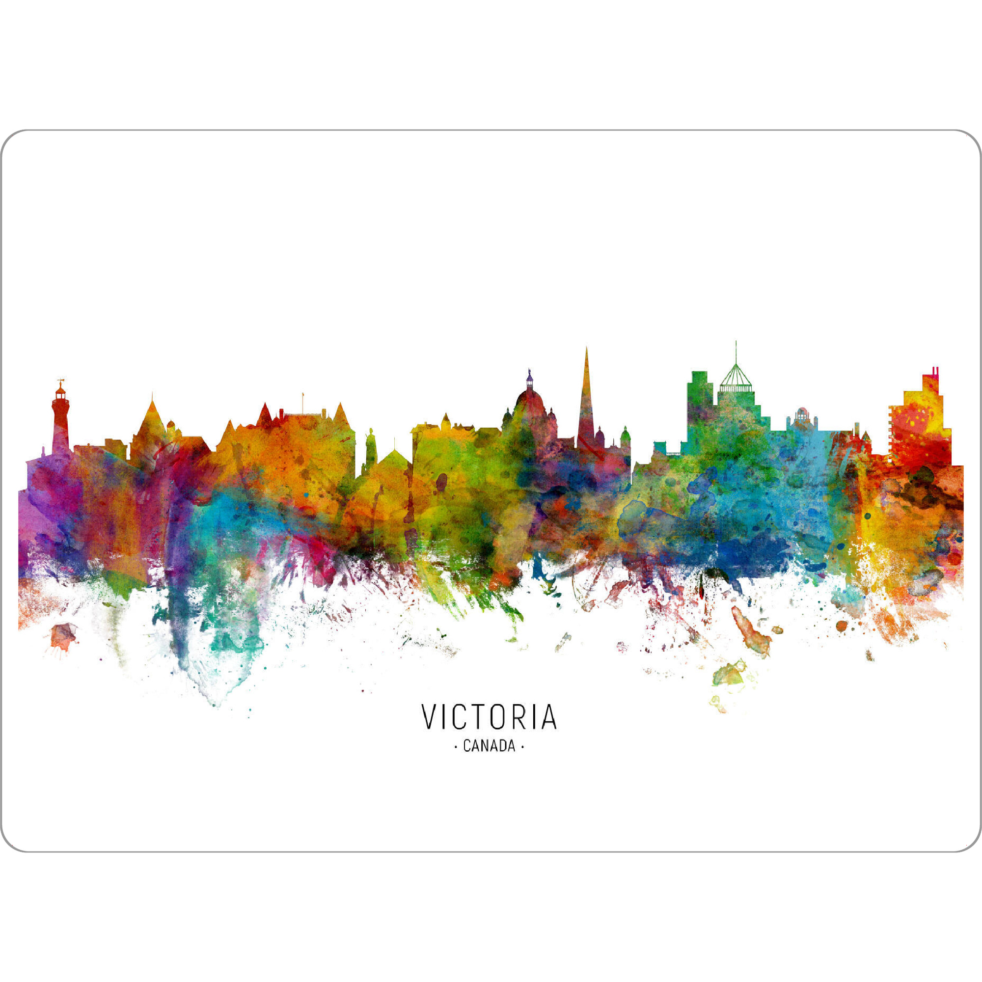 Tischset "Victoria Canada Skyline txt" artboxONE - Städte - Victoria,Canada,Skyline,Cityscape,Stadtbild,Watercolor,Painting - Bild victoria
