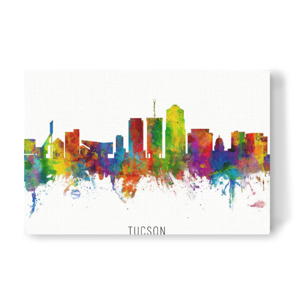 Leinwandbild "Tucson Arizona Skyline txt" artboxONE - Städte - Tucson,Arizona,Skyline,Cityscape,Stadtbild,Watercolor,Painting