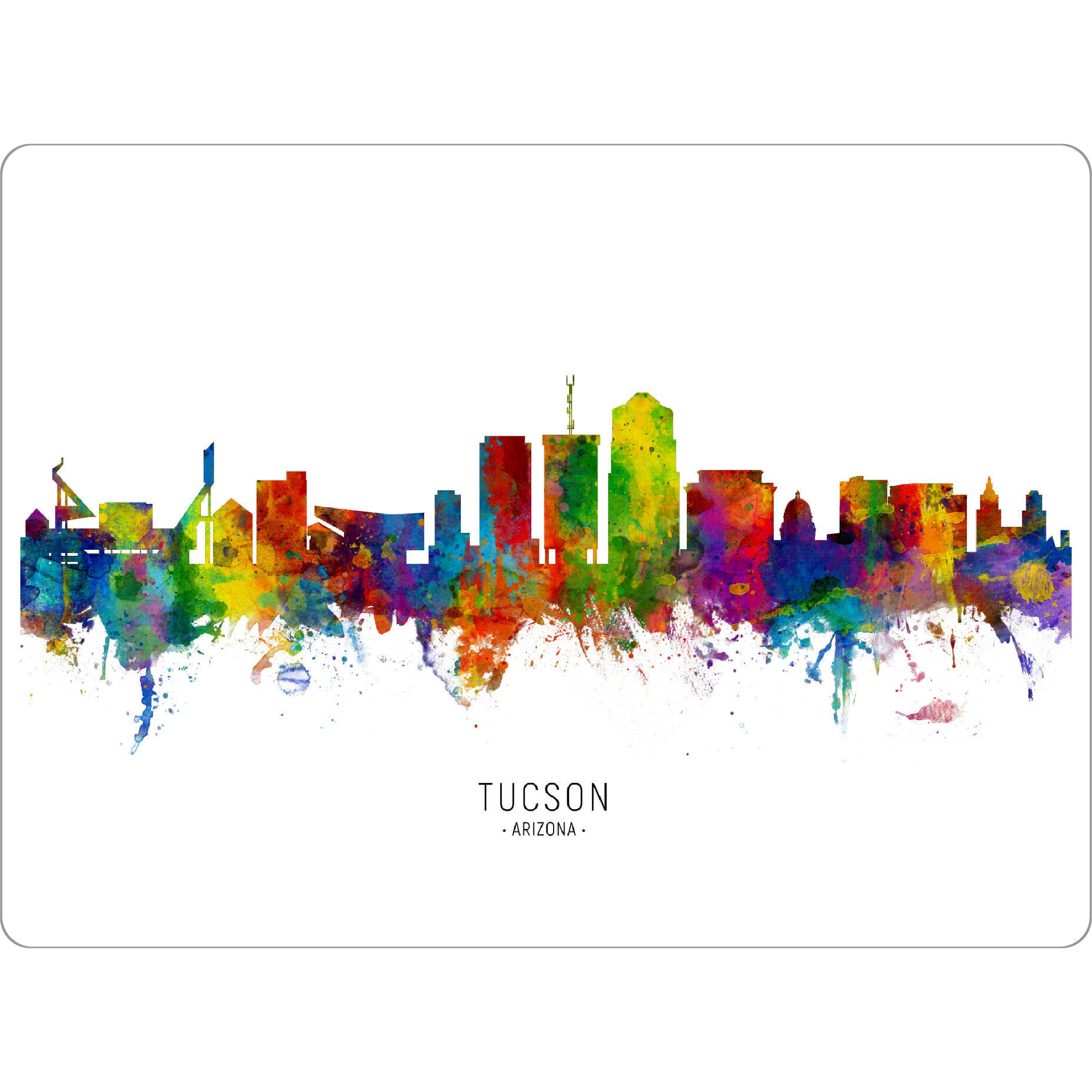 Tischset "Tucson Arizona Skyline txt" artboxONE - Städte - Tucson,Arizona,Skyline,Cityscape,Stadtbild,Watercolor,Painting - Bild tucson