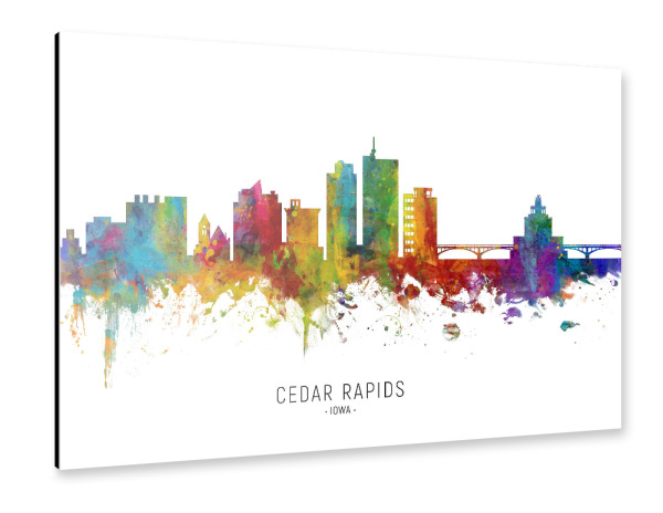 Alu-Dibond "Cedar Rapids Iowa Skyline txt" 30x20 cm artboxONE