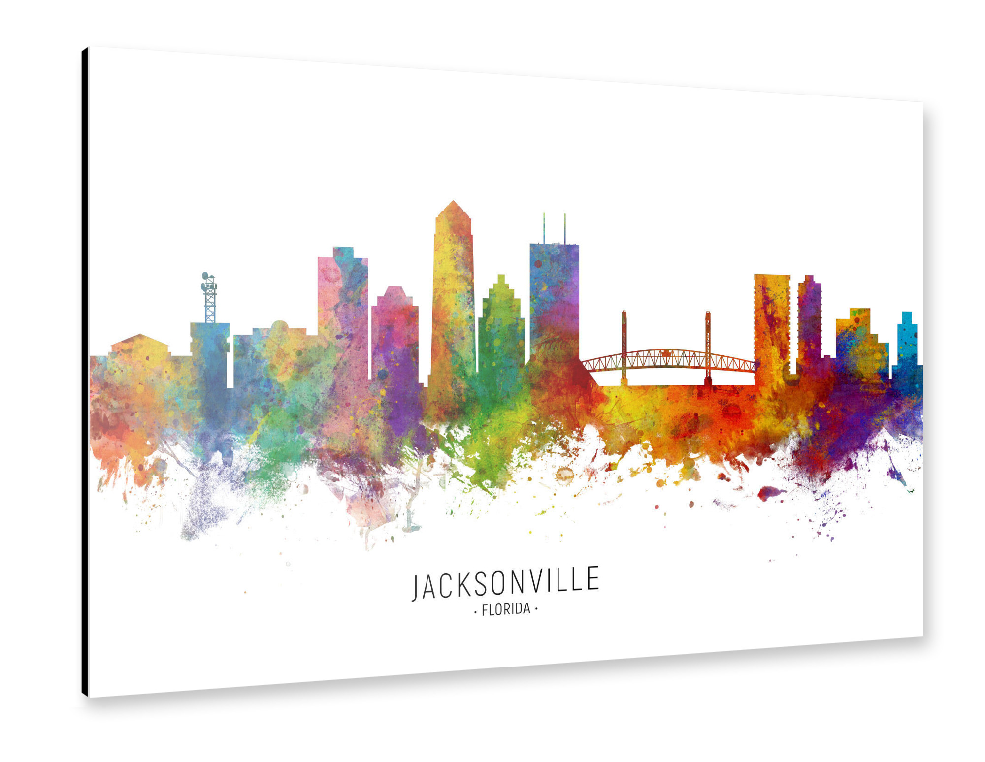 Alu-Dibond "Jacksonville Florida Skyline txt" 75x50 cm artboxONE