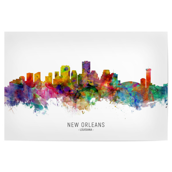 Poster 30x20 cm "New Orleans Louisiana Skyline txt" artboxONE - Städte - New orleans,Louisiana,Skyline,Cityscape,Stadtbild,Watercolor,Painting