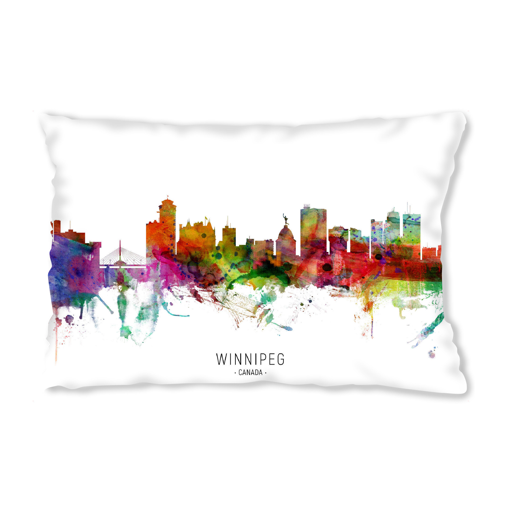 Design-Kissen "Winnipeg Canada Skyline txt" artboxONE - Städte - Winnipeg,Canada,Skyline,Cityscape,Stadtbild,Watercolor,Painting
