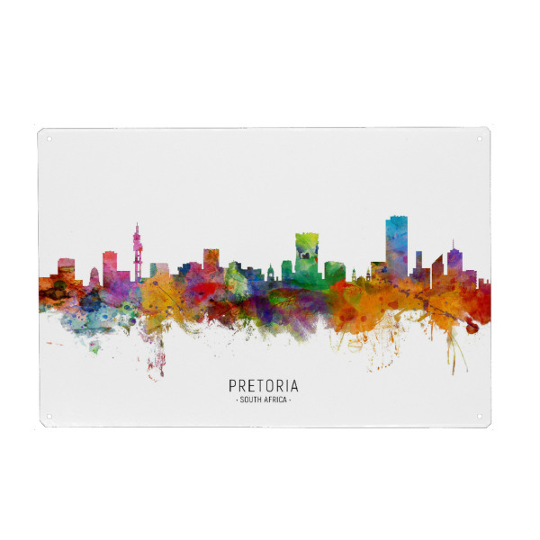 Holzbild "Pretoria South Africa Skyline txt" artboxONE - Städte - Pretoria,South africa,Skyline,Cityscape,Stadtbild,Watercolor,Painting