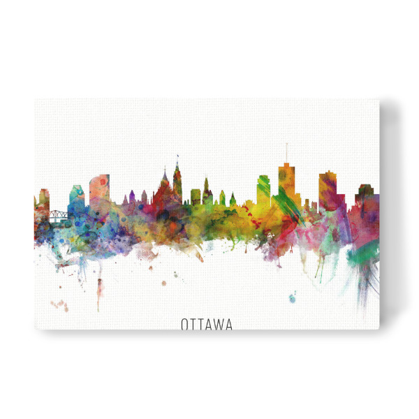 Leinwandbild "Ottawa Canada Skyline txt" artboxONE - Städte - Ottawa,Canada,Skyline,Cityscape,Stadtbild,Watercolor,Painting