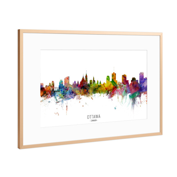 Poster mit Rahmen Kupfer "Ottawa Canada Skyline txt" artboxONE - Städte - Ottawa,Canada,Skyline,Cityscape,Stadtbild,Watercolor,Painting