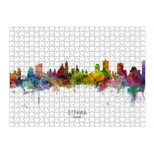 Puzzle Ravensburger "Ottawa Canada Skyline txt" artboxONE - Städte - Ottawa,Canada,Skyline,Cityscape,Stadtbild,Watercolor,Painting - Bild ottawa