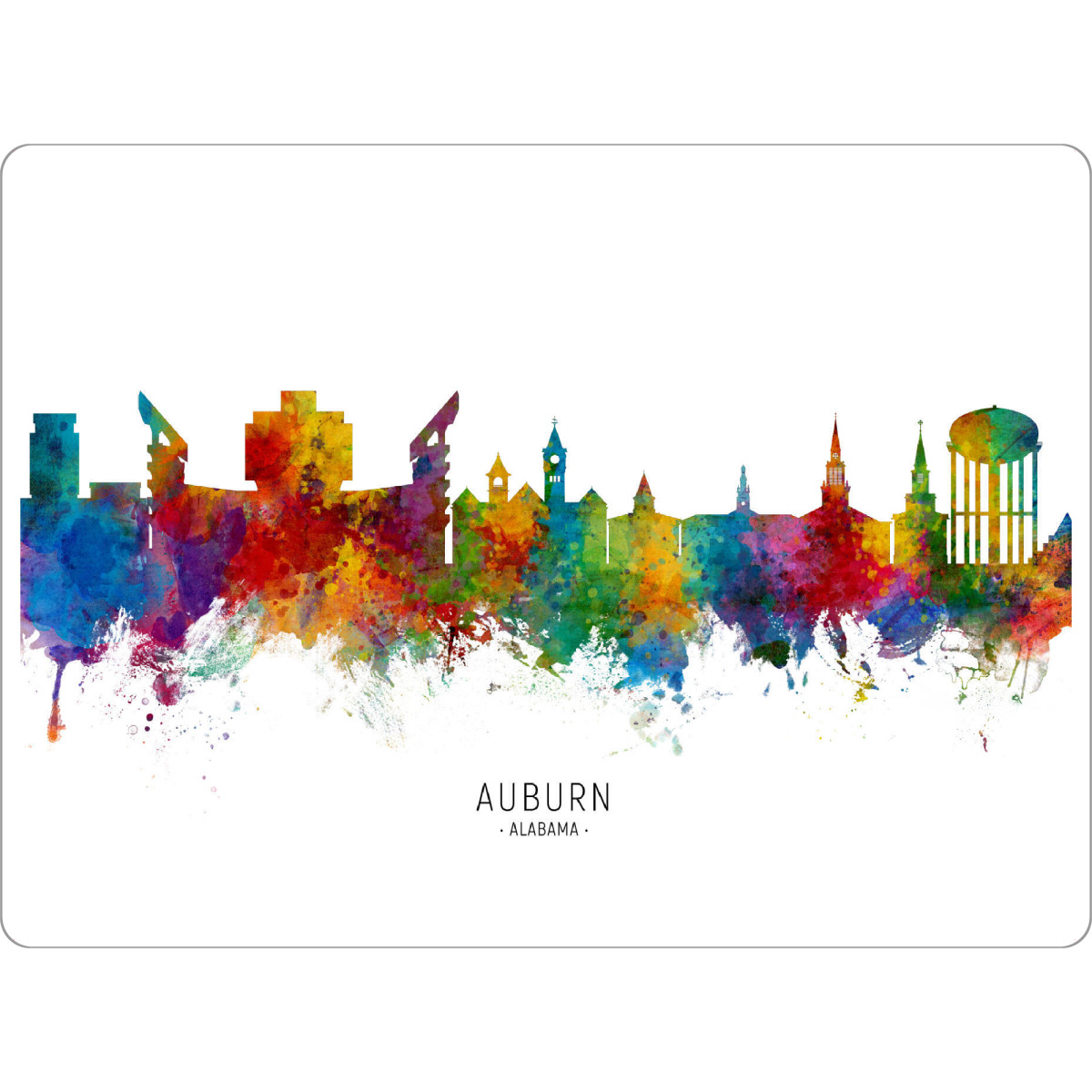 Tischset "Auburn Alabama Skyline txt" artboxONE - Städte - Auburn,Alabama,Skyline,Cityscape,Stadtbild,Watercolor,Painting - Bild auburn