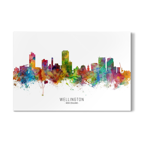 Galerie-Print "Wellington New Zealand Skyline txt" 30x20 cm artboxONE