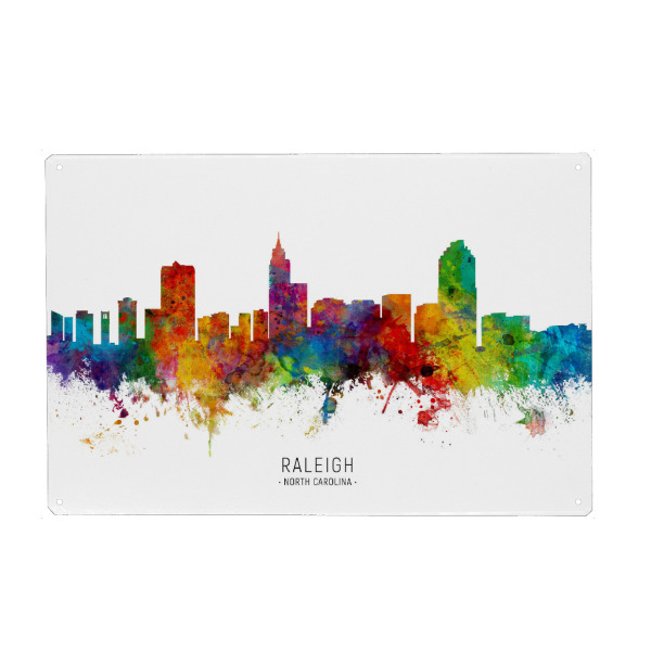 Holzbild "Raleigh North Carolina Skyline txt" artboxONE - Städte - Raleigh,North carolina,Skyline,Cityscape,Stadtbild,Watercolor,Painting