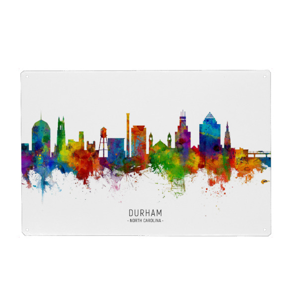 Metall Poster "Durham North Carolina Skyline txt" artboxONE - Städte - Durham,North carolina,Skyline,Cityscape,Stadtbild,Watercolor,Painting