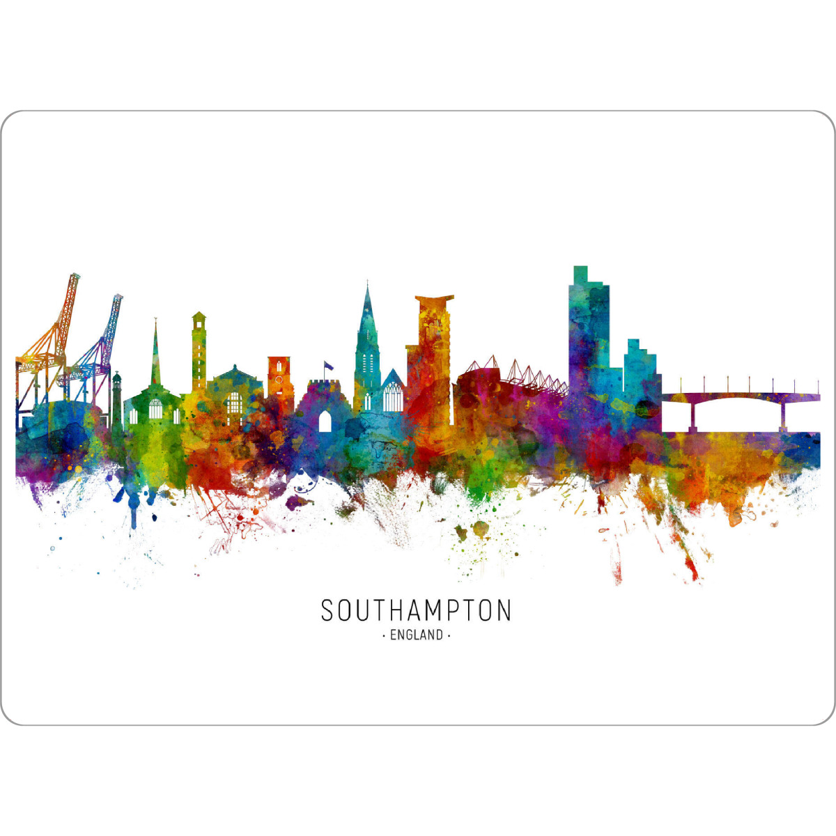 Tischset "Southampton England Skyline txt" artboxONE - Städte - Southampton,England,Skyline,Cityscape,Stadtbild,Watercolor,Painting