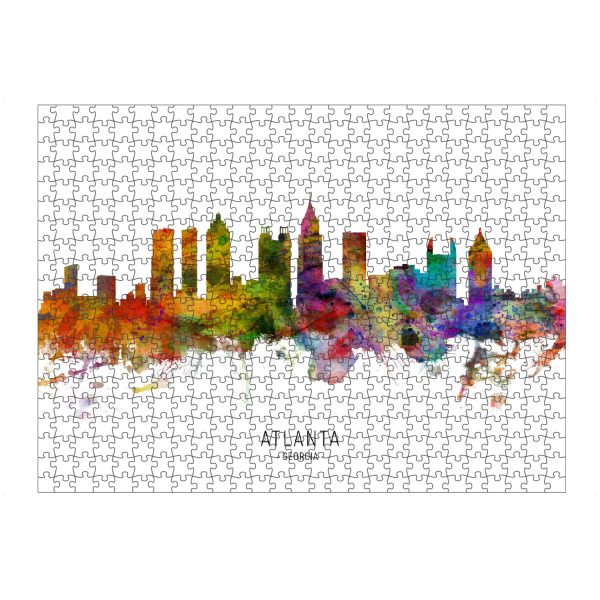 Puzzle Ravensburger "Atlanta Georgia Skyline txt" artboxONE - Städte - Atlanta,Georgia,Skyline,Cityscape,Stadtbild,Watercolor,Painting