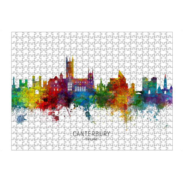 artboxONE Puzzle "Canterbury England Skyline txt" artboxONE - Städte - Canterbury,England,Skyline,Cityscape,Stadtbild,Watercolor,Painting