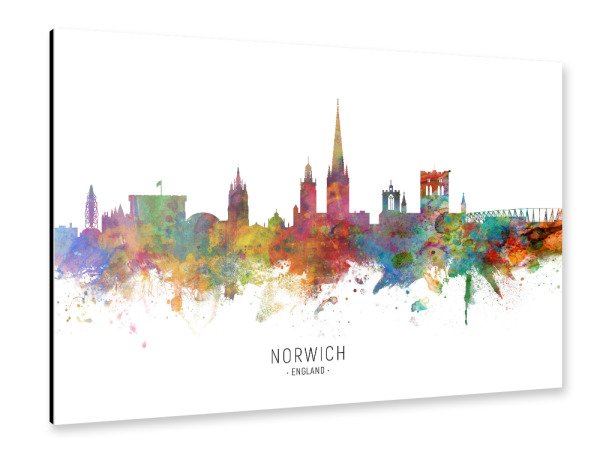 Alu-Dibond "Norwich England Skyline txt" 30x20 cm artboxONE