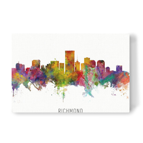 Leinwandbild "Richmond Virginia Skyline txt" artboxONE - Städte - Richmond,Virginia,Skyline,Cityscape,Stadtbild,Watercolor,Painting