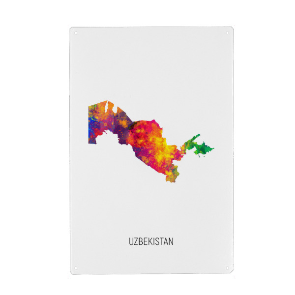 Holzbild "Uzbekistan Watercolor Map" artboxONE - Kartografie - Uzbekistan,Map,Watercolor,Painting